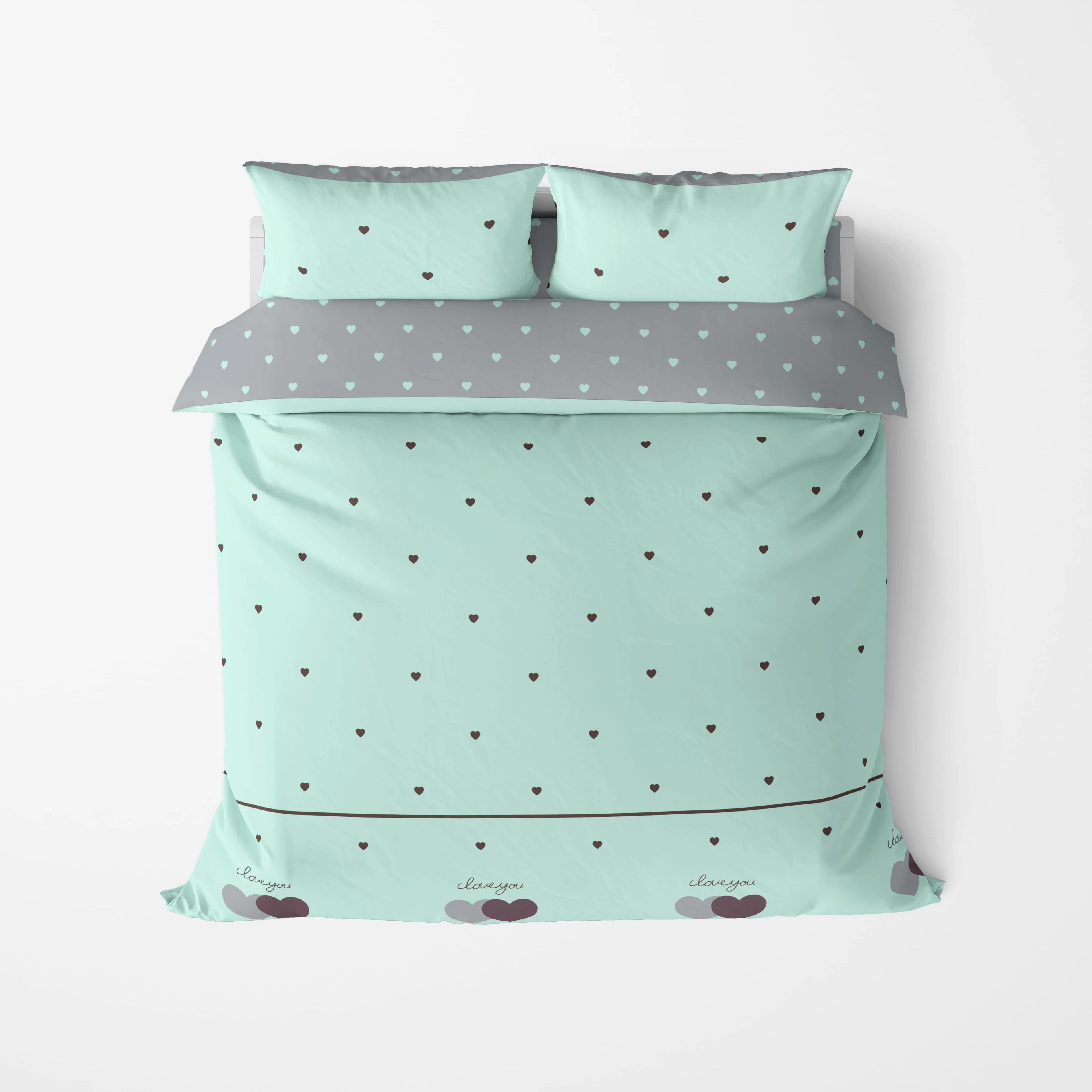 Постельное белье ТЕП "Happy Sleep" Mint&Grey Hearts, 50x70