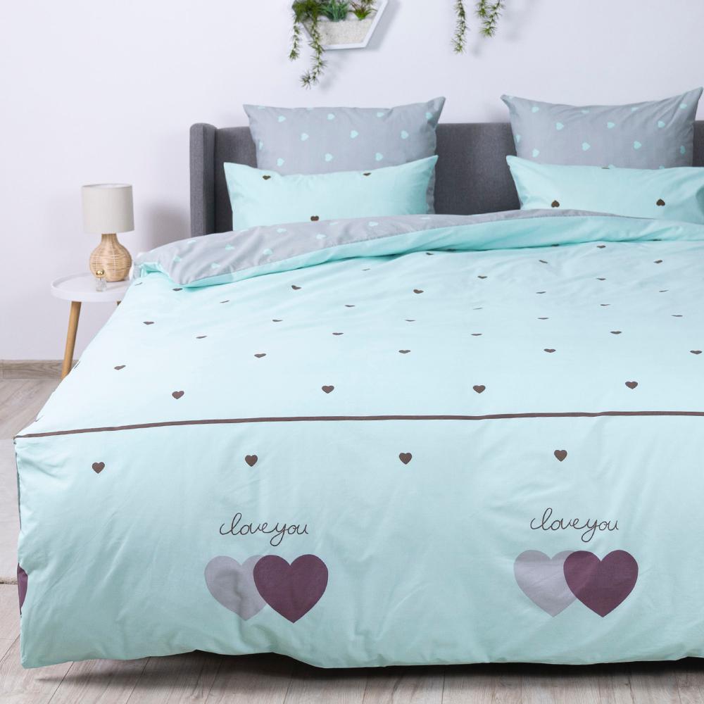 Постельное белье ТЕП "Happy Sleep" Mint&Grey Hearts, 50x70, евро - Фото 6