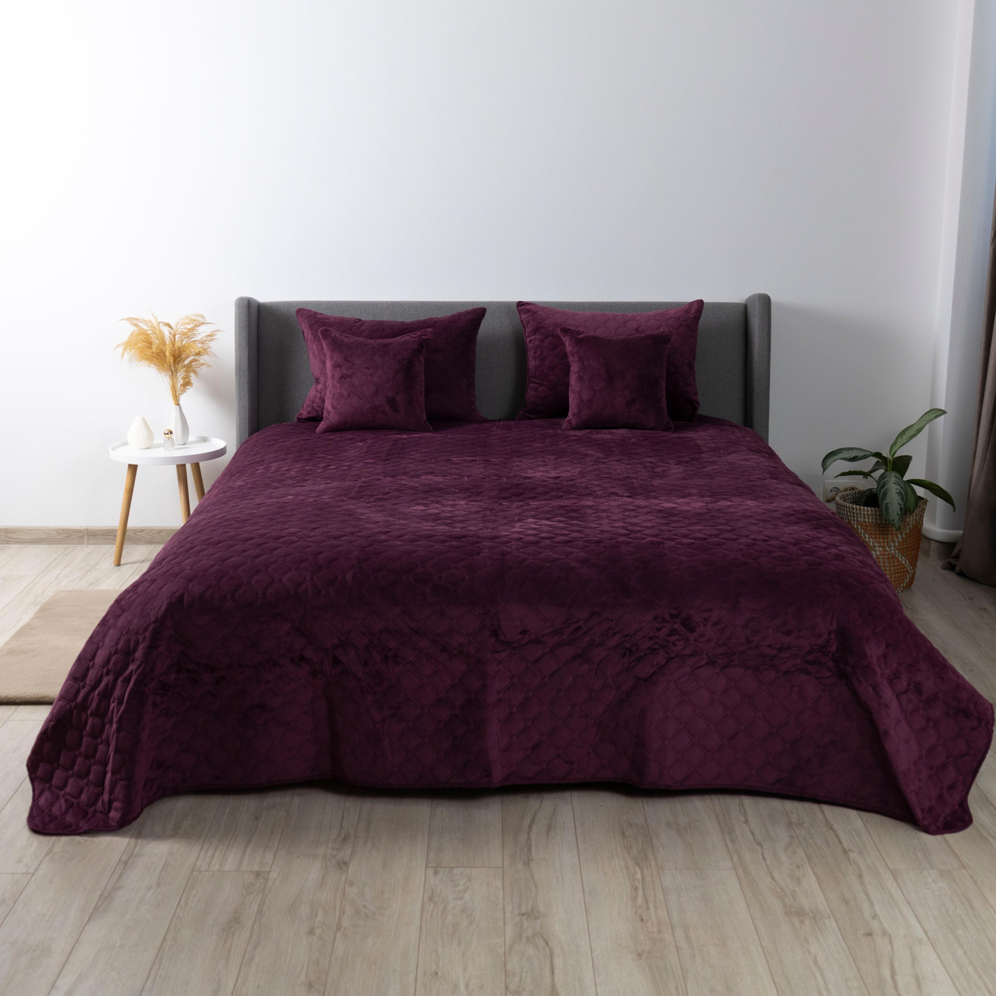 Bed Covers TEP "VELOUR" Burgundy/Rhombus round, 180x240 - Photo 5
