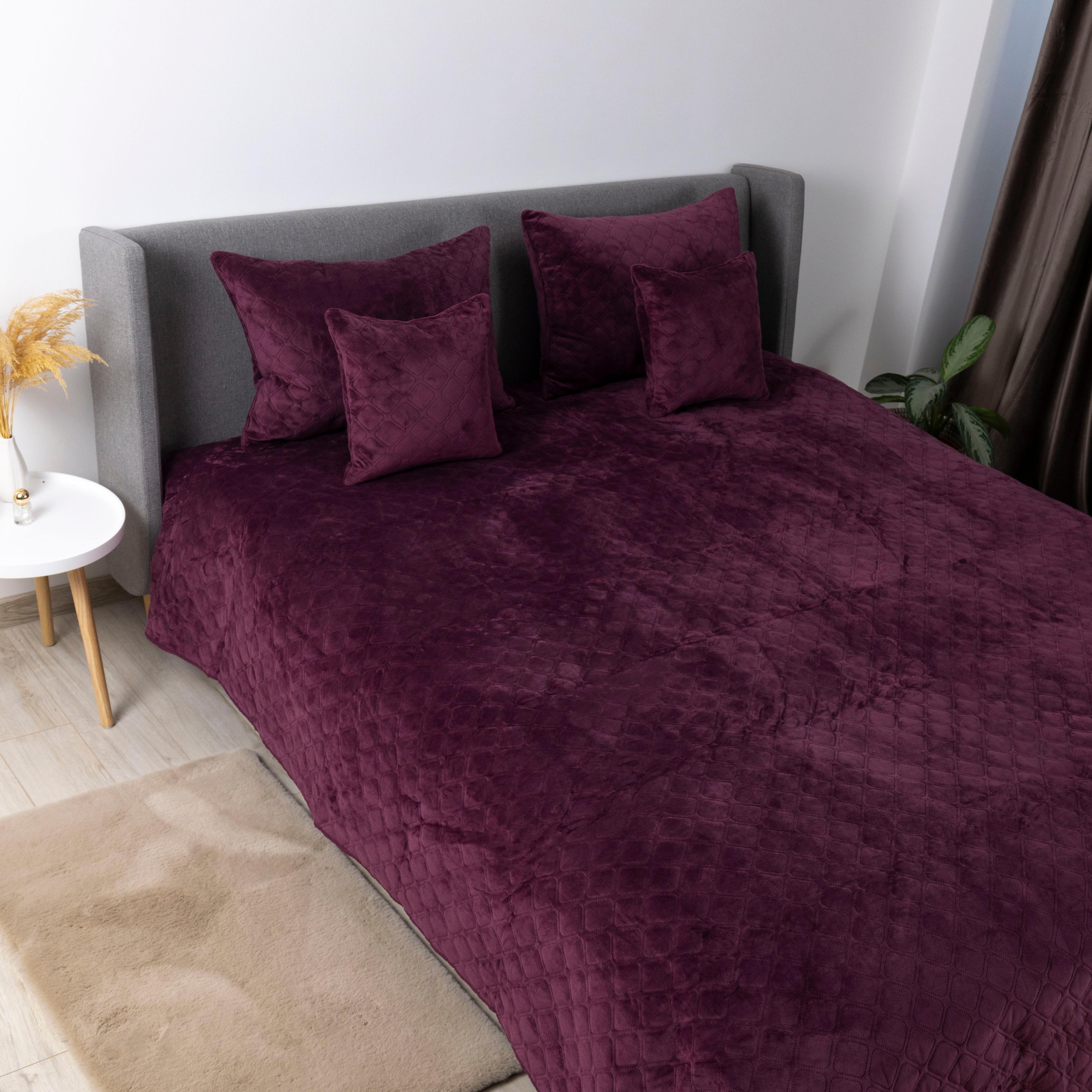 Bed Covers TEP "VELOUR" Burgundy/Rhombus round, 180x240 - Photo 6