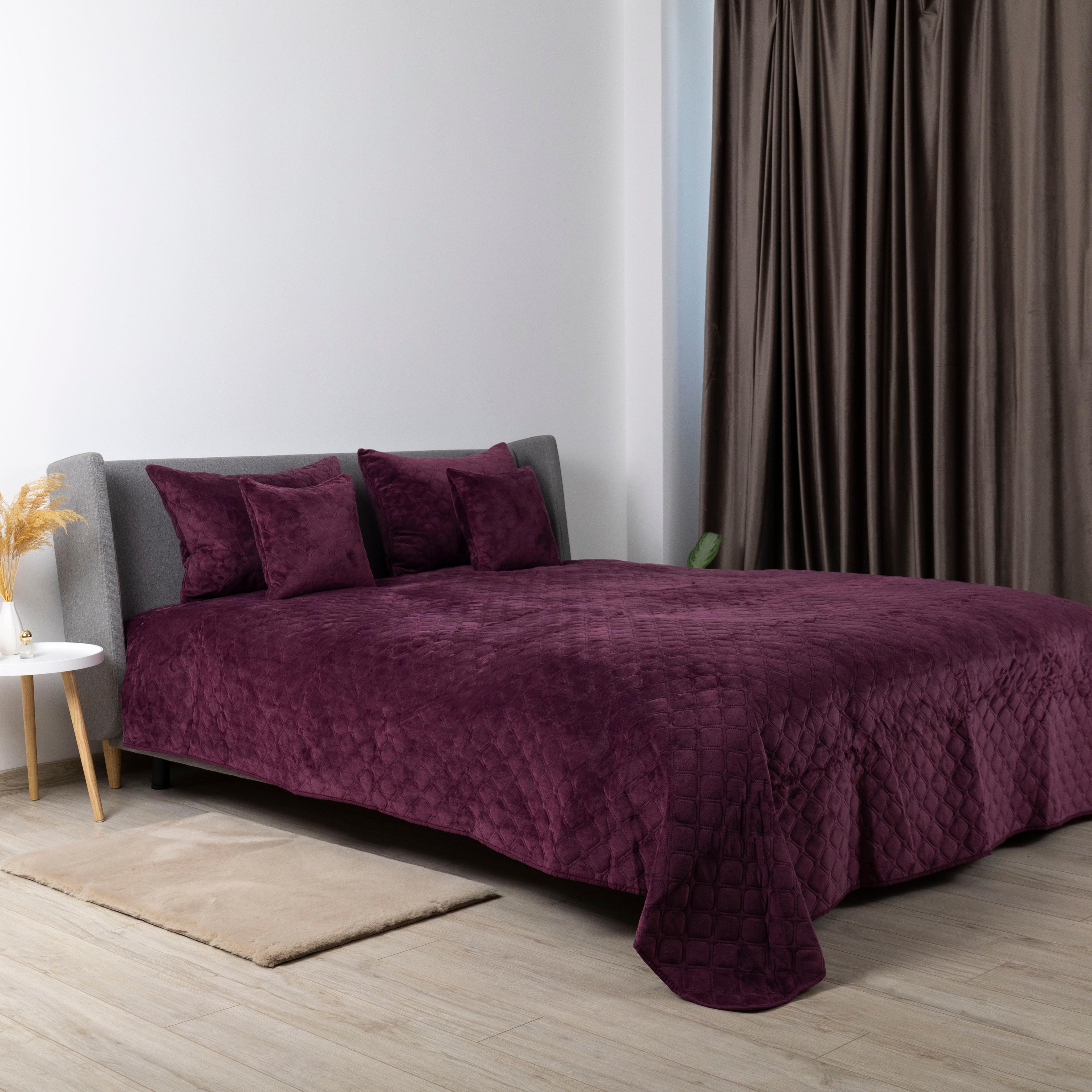 Bed Covers TEP "VELOUR" Burgundy/Rhombus round, 180x240 - Photo 7