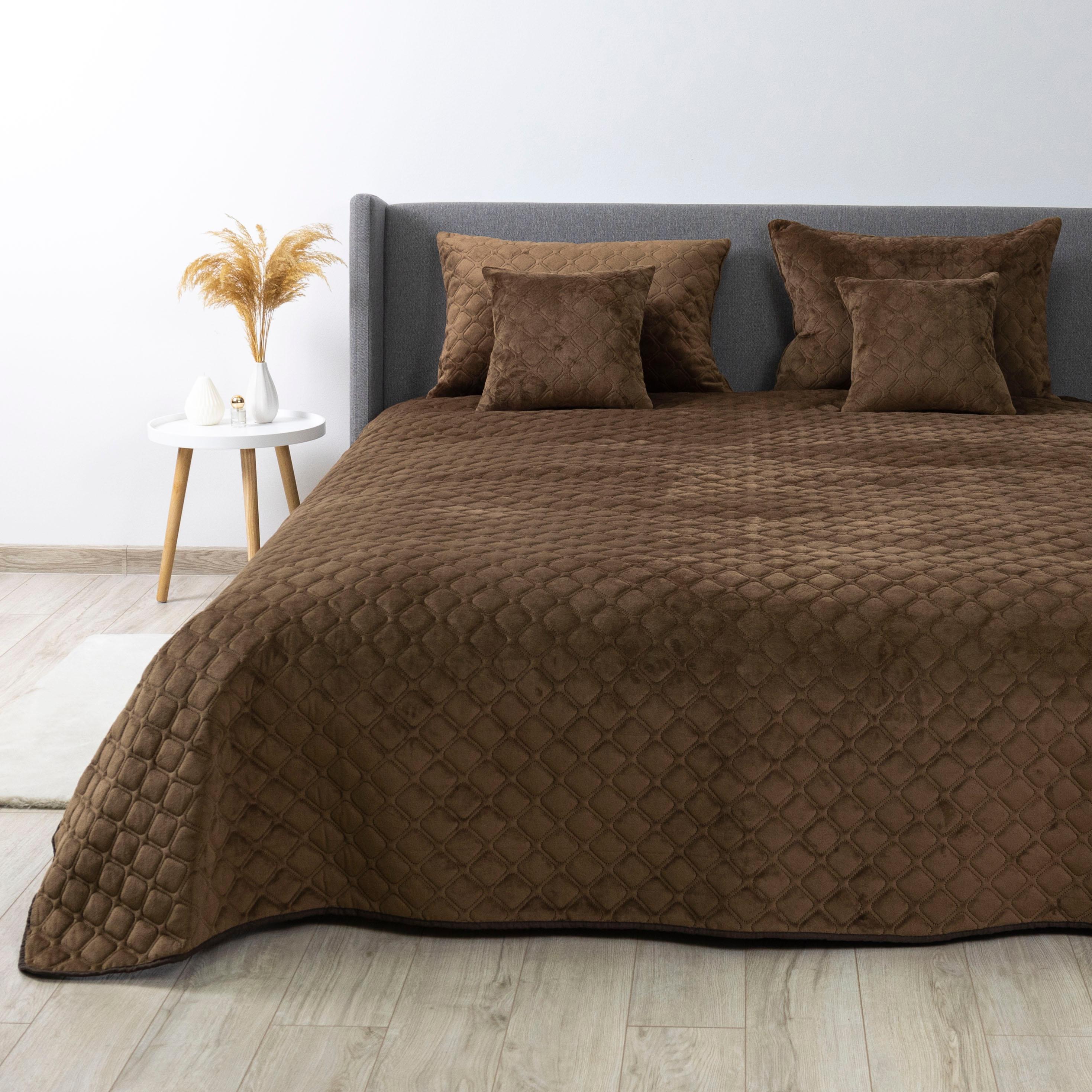 Покривало ТЕП "VELOUR" Коричневе/Ромб круглий, 150x210 - Фото 6