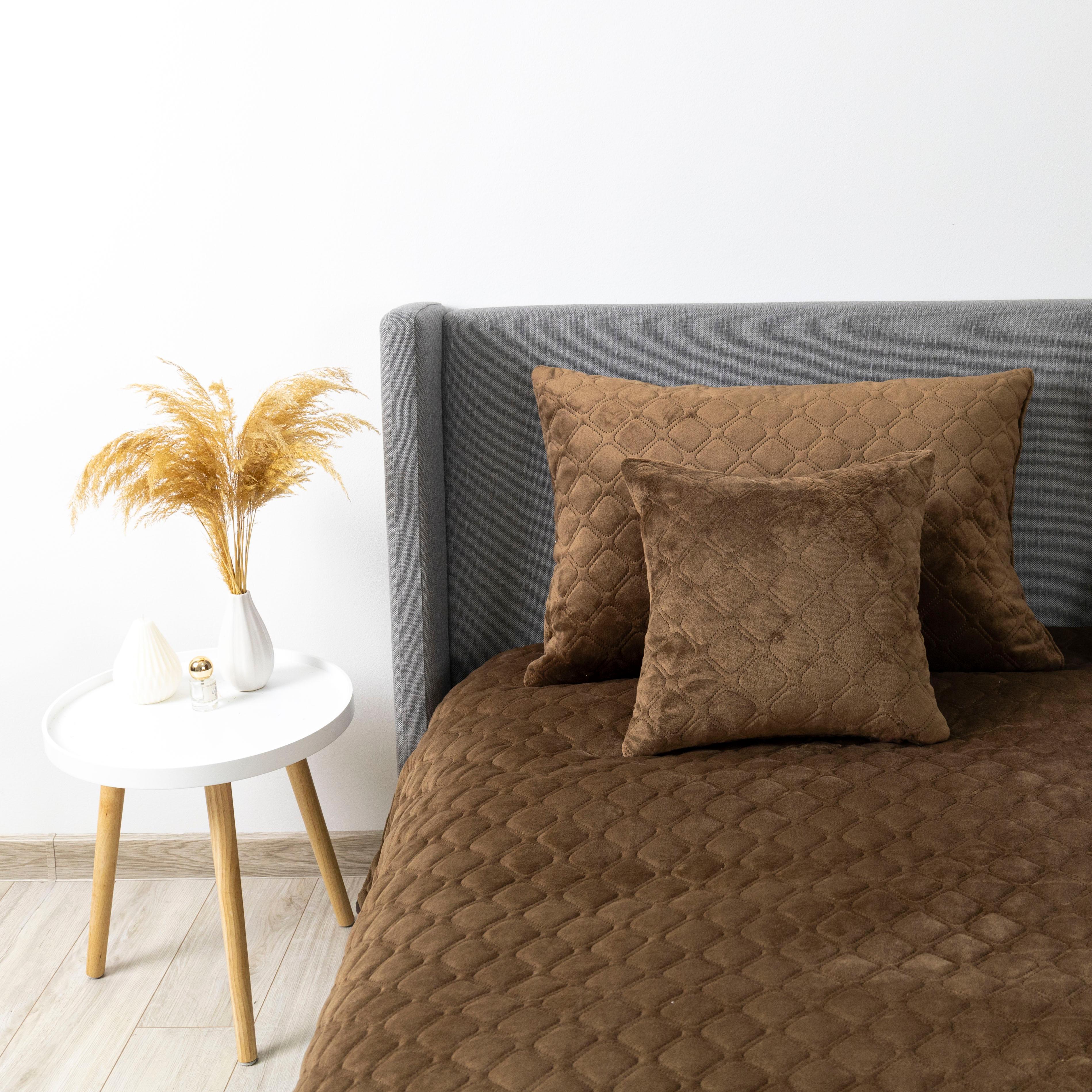 Покривало ТЕП "VELOUR" Коричневе/Ромб круглий, 150x210 - Фото 8