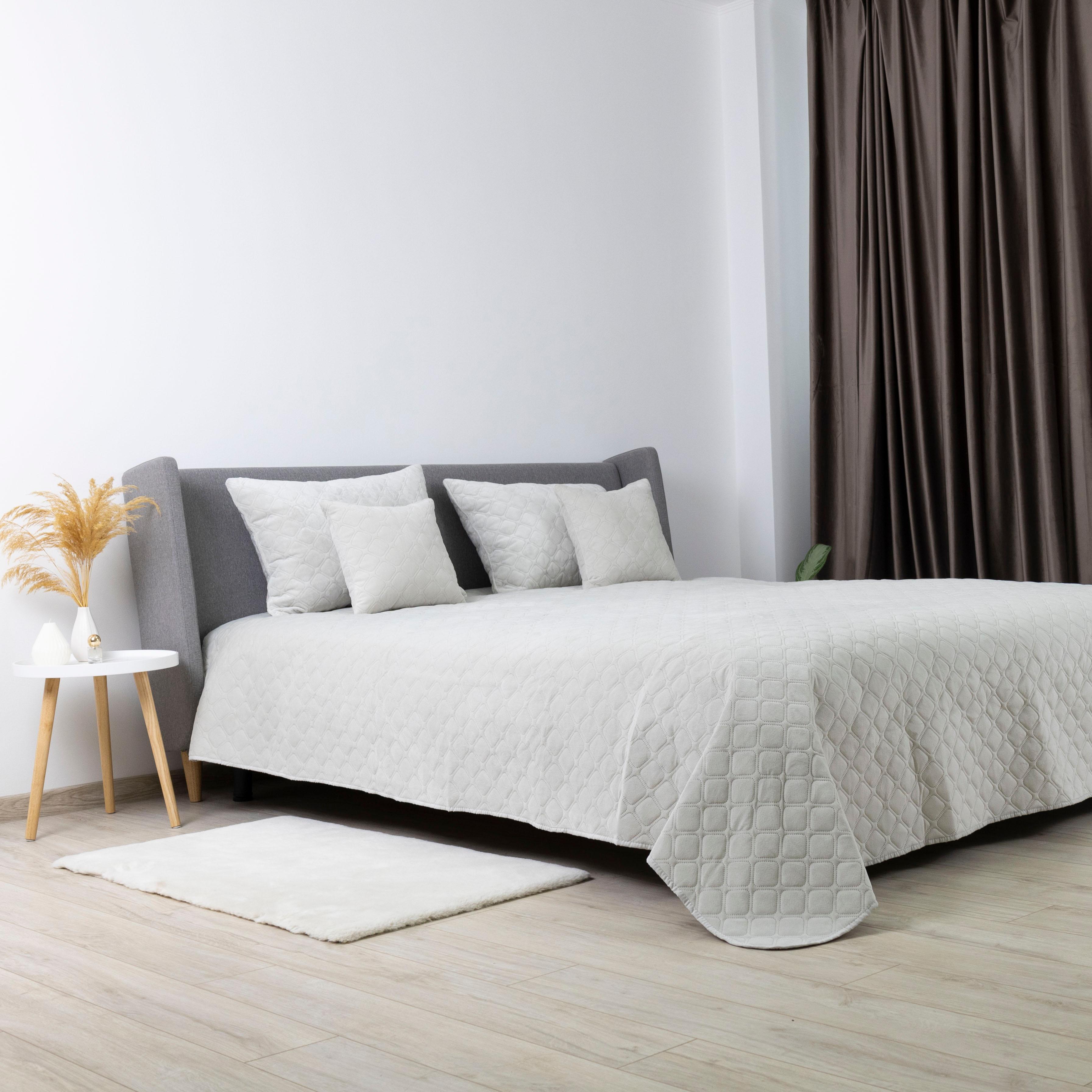 Bed Covers TEP "VELOUR" Light gray/Rhombus round, 220x240 - Photo 7