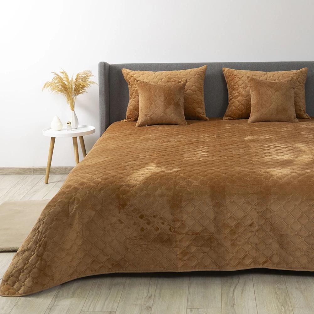Bed Covers TEP "VELOUR" Coffee/Rhombus straight