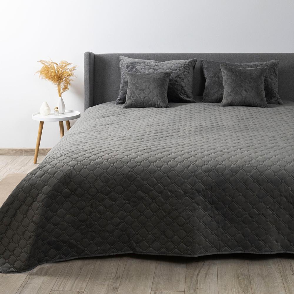 Bed Covers TEP "VELOUR" Gray/Rhombus round, 150x210 - Photo 6