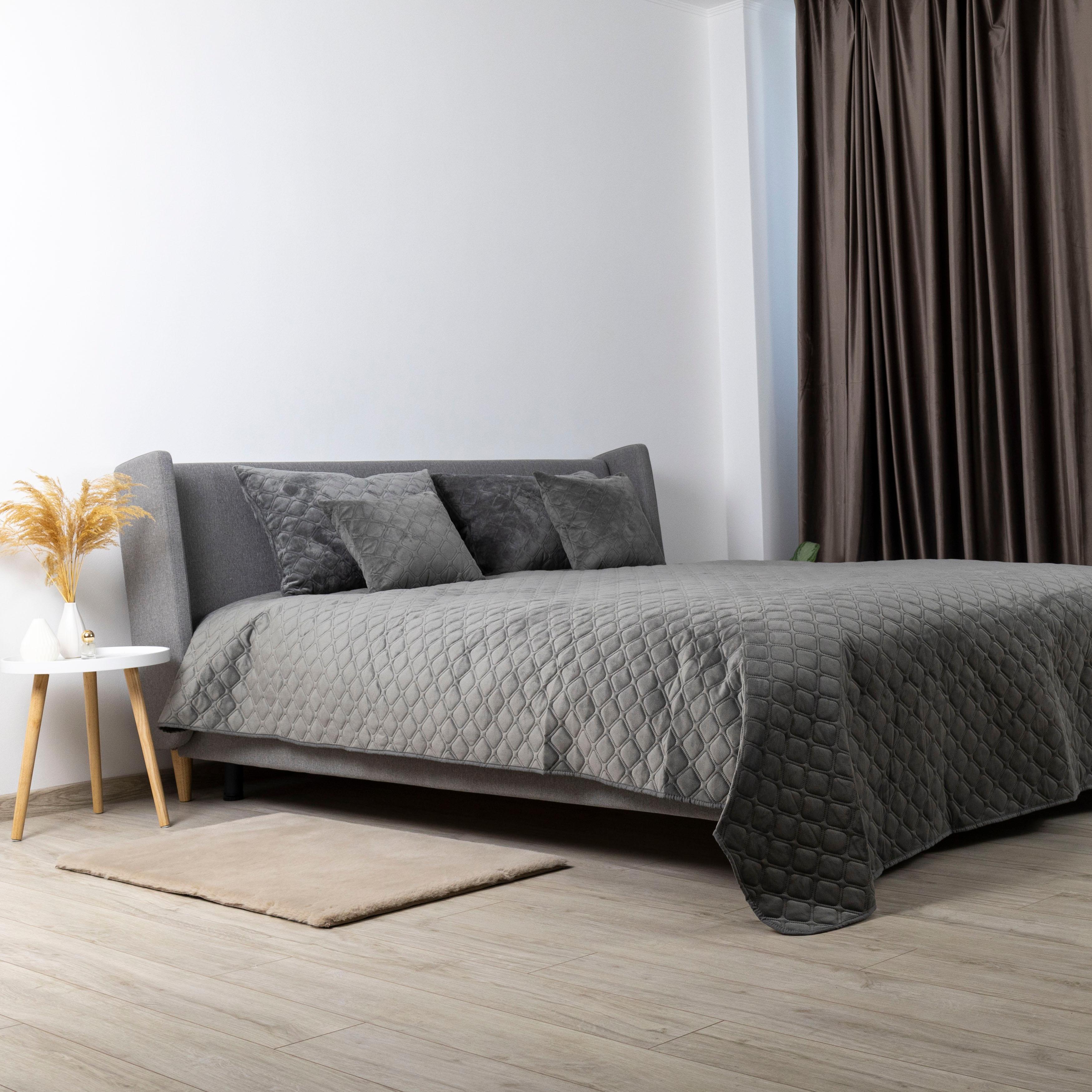 Bed Covers TEP "VELOUR" Gray/Rhombus round, 150x210 - Photo 7