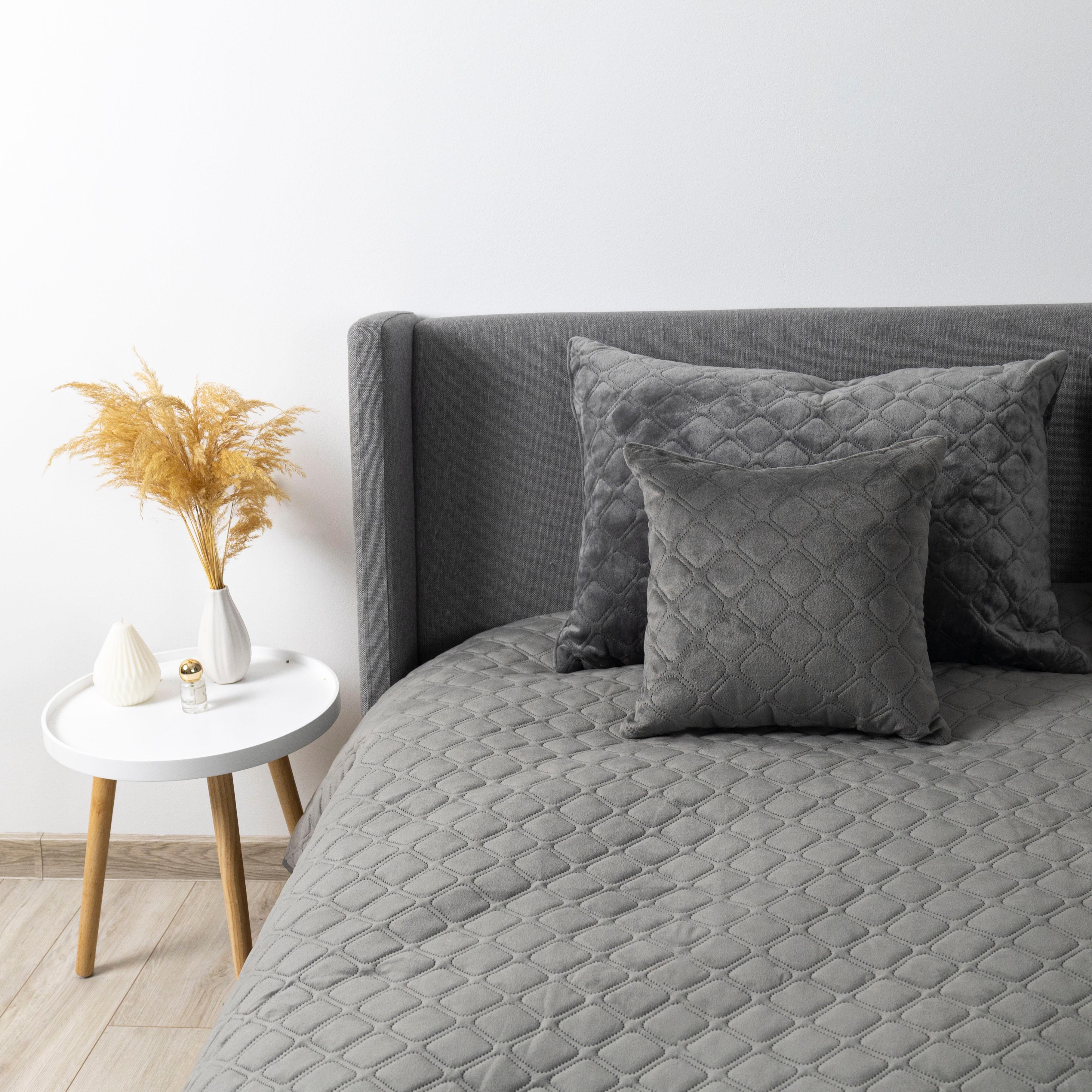 Bed Covers TEP "VELOUR" Gray/Rhombus round, 150x210 - Photo 8