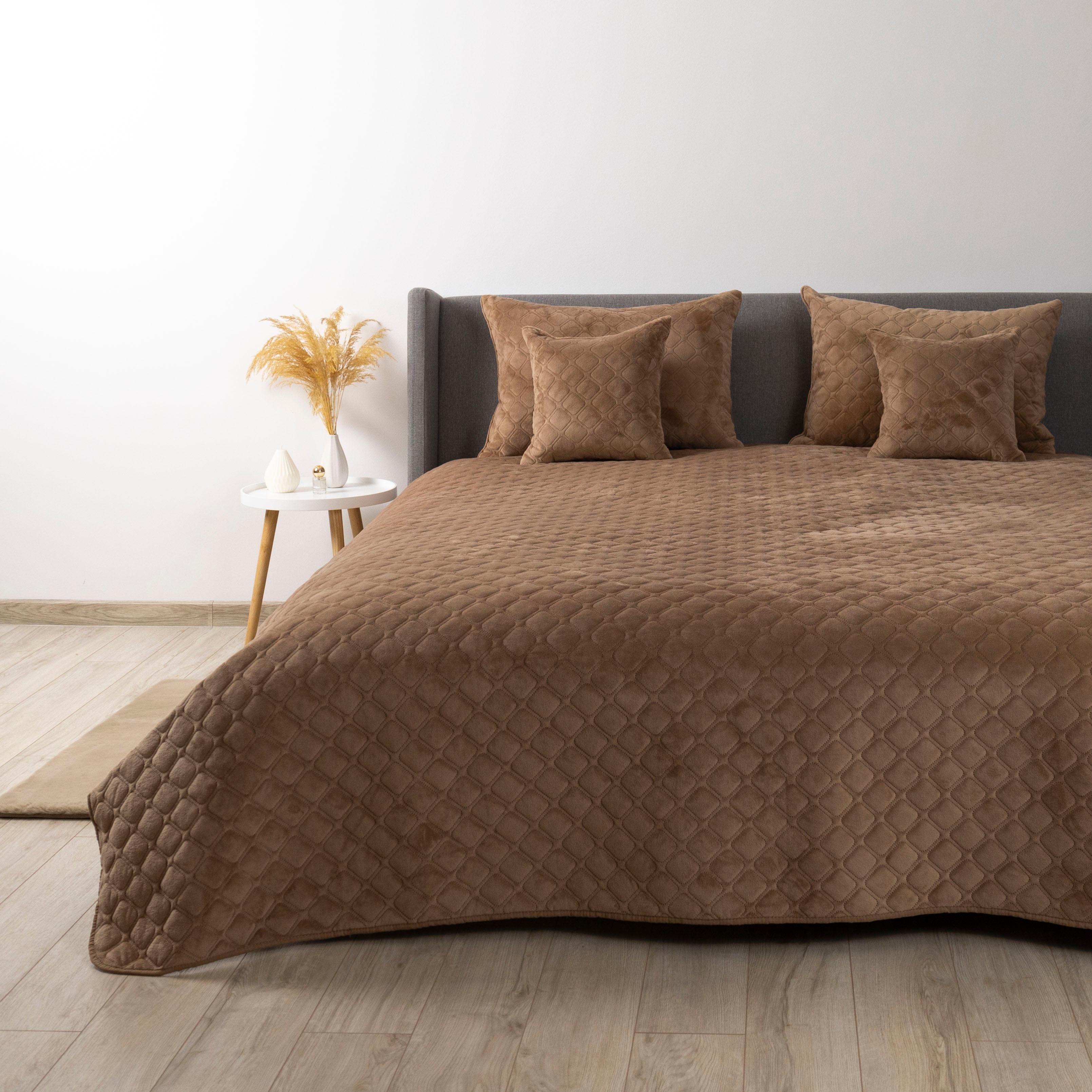 Bed Covers TEP "VELOUR" Cappuccino/Rhombus round, 220x240 - Photo 4