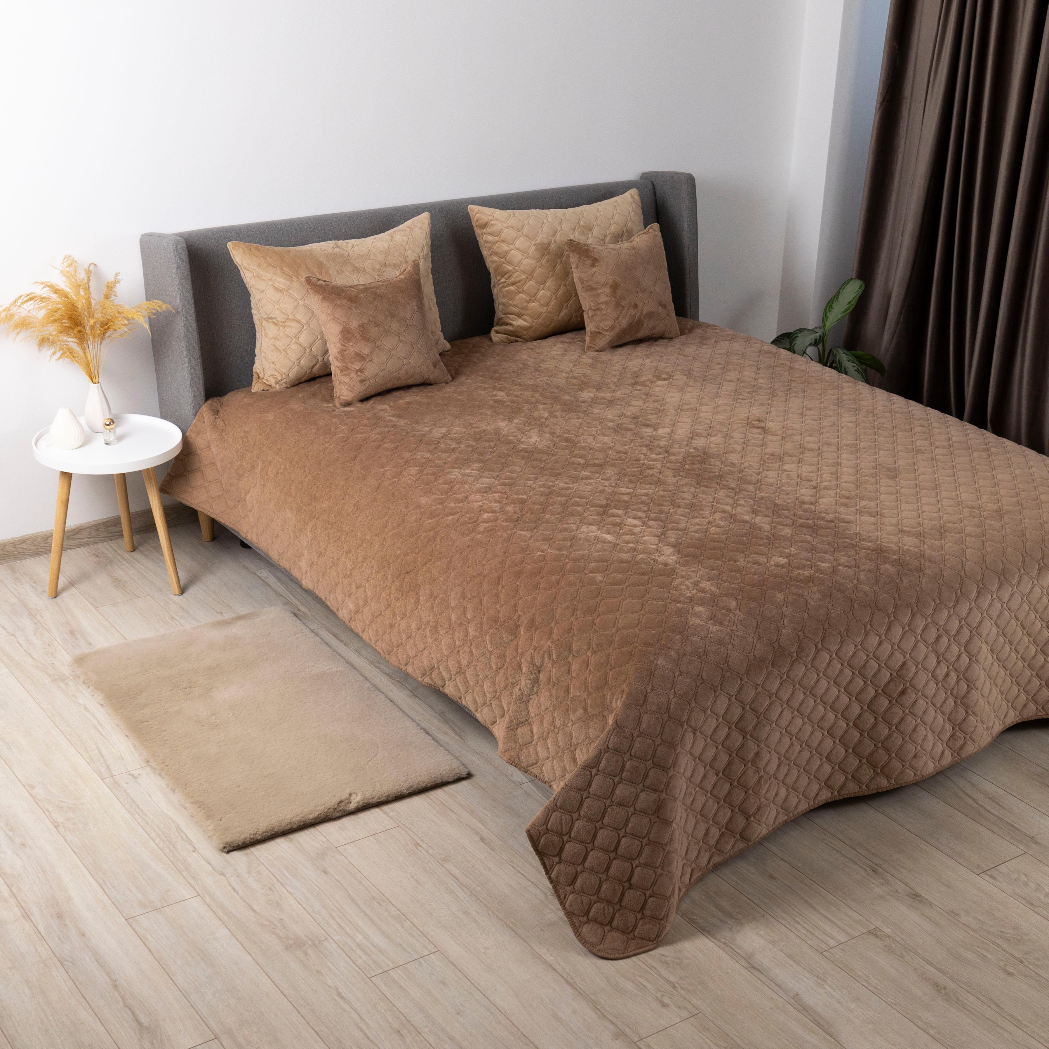 Bed Covers TEP "VELOUR" Cappuccino/Rhombus round, 220x240 - Photo 6