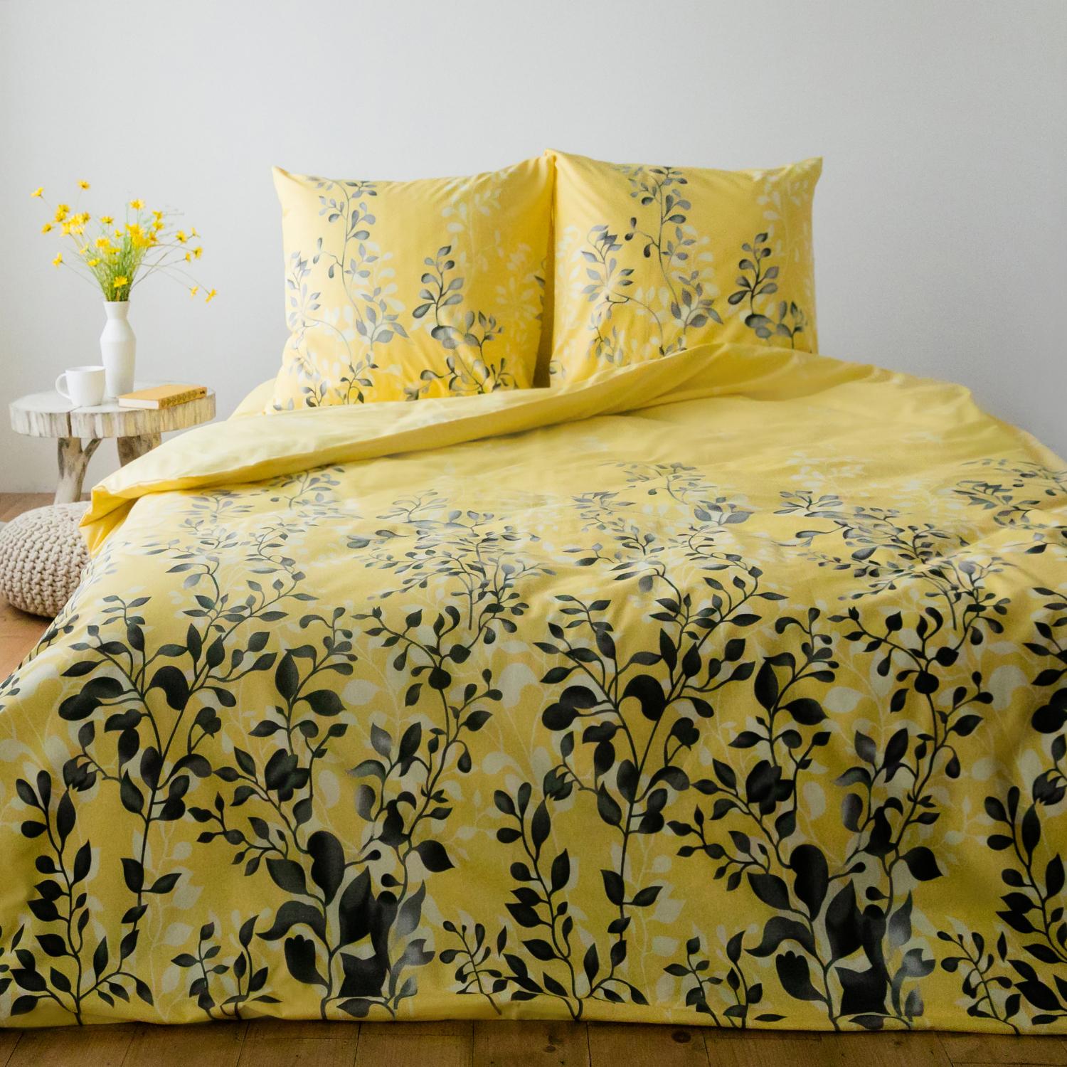 Bedding Set TEP "Everyday collection" Black and Yellow, 70х70, family - Photo 2