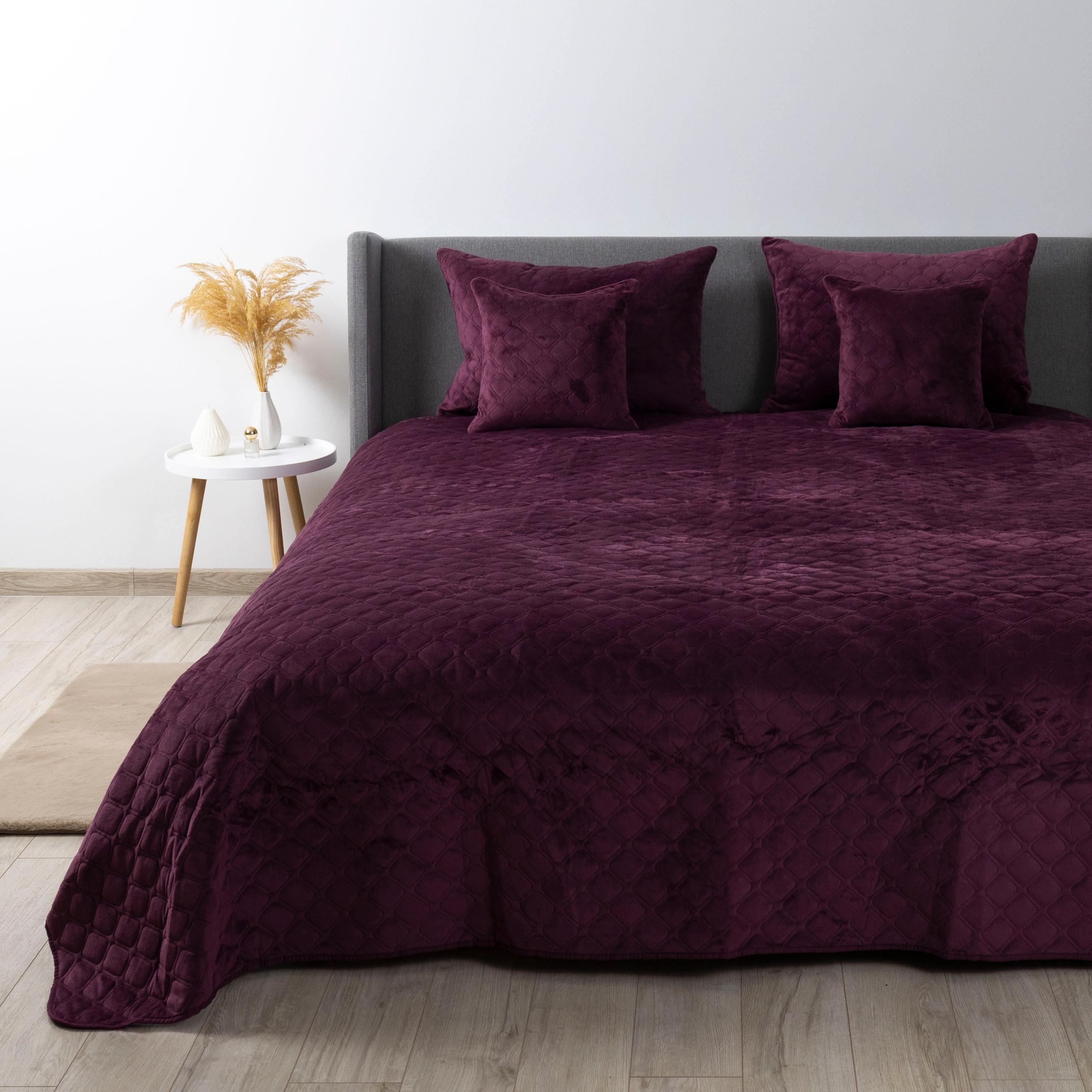 Bed Covers TEP "VELOUR" Burgundy/Rhombus straight, 150x210 - Photo 4