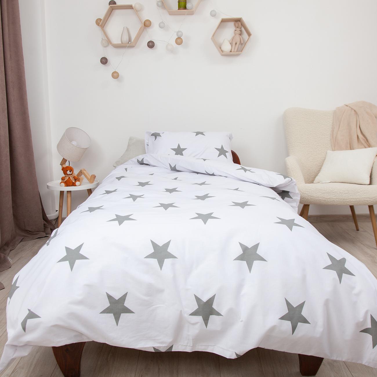 Постельное белье ТЕП "Soft dreams" Звезды (серые), 50x70, подростковая - Фото 3