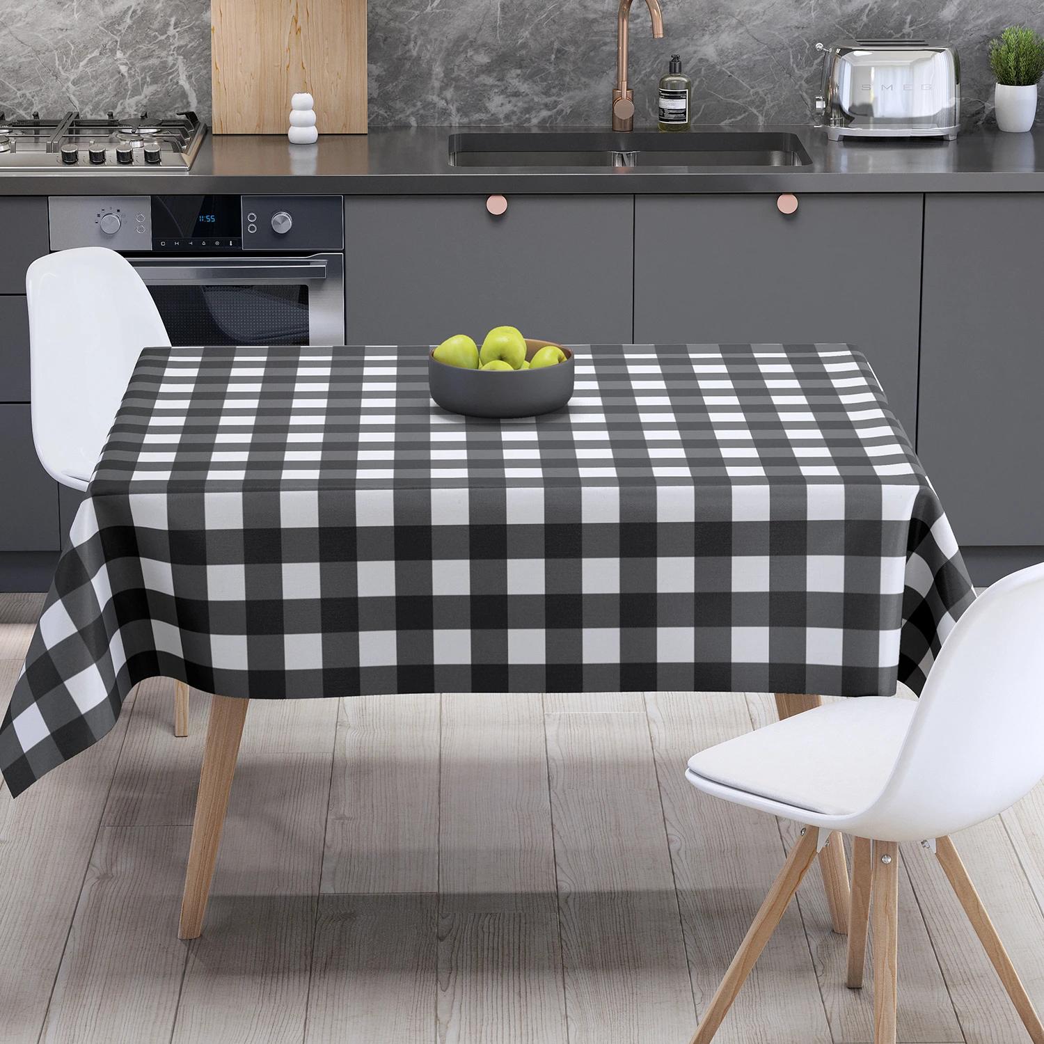 Tablecloth "Panama" water repellent Black Сheck