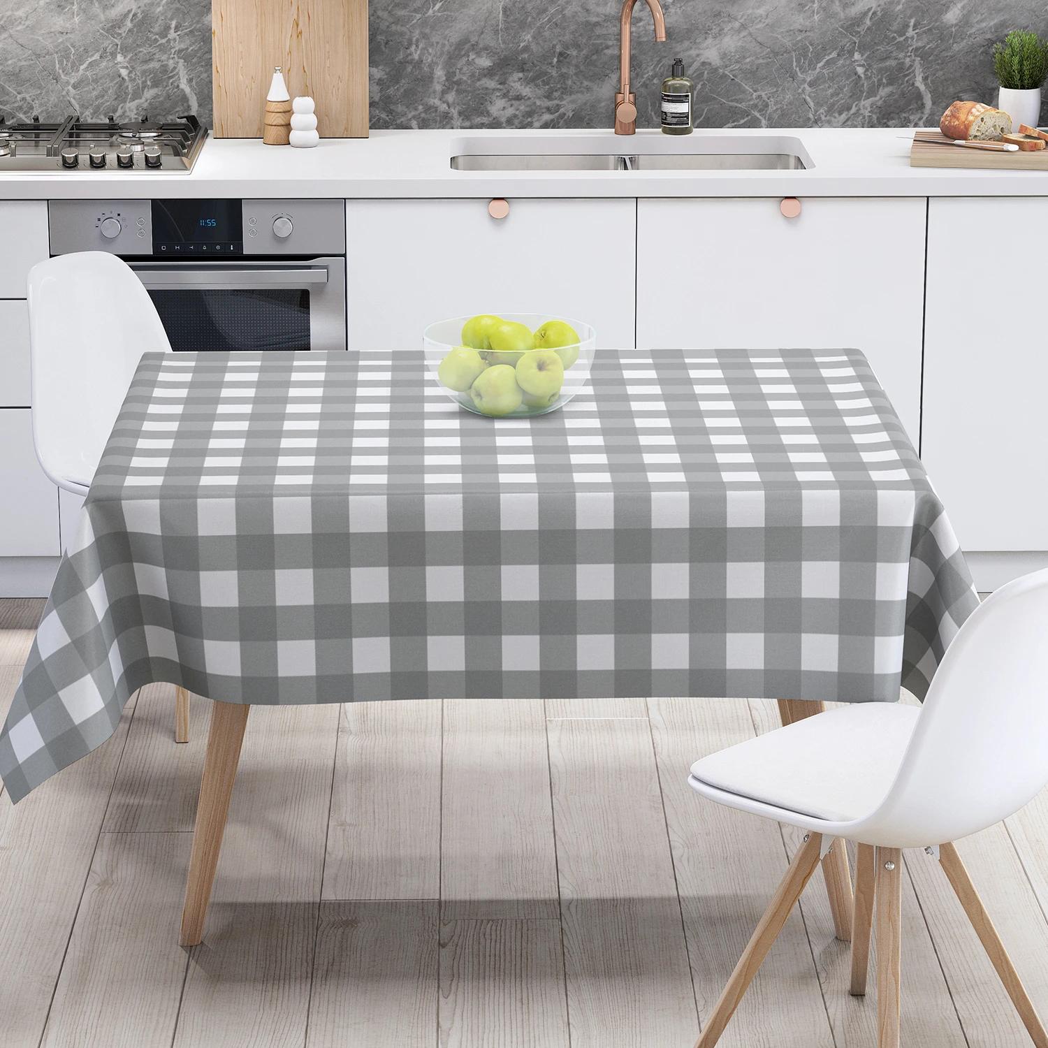 Tablecloth "Panama" water repellent Light Gray Check