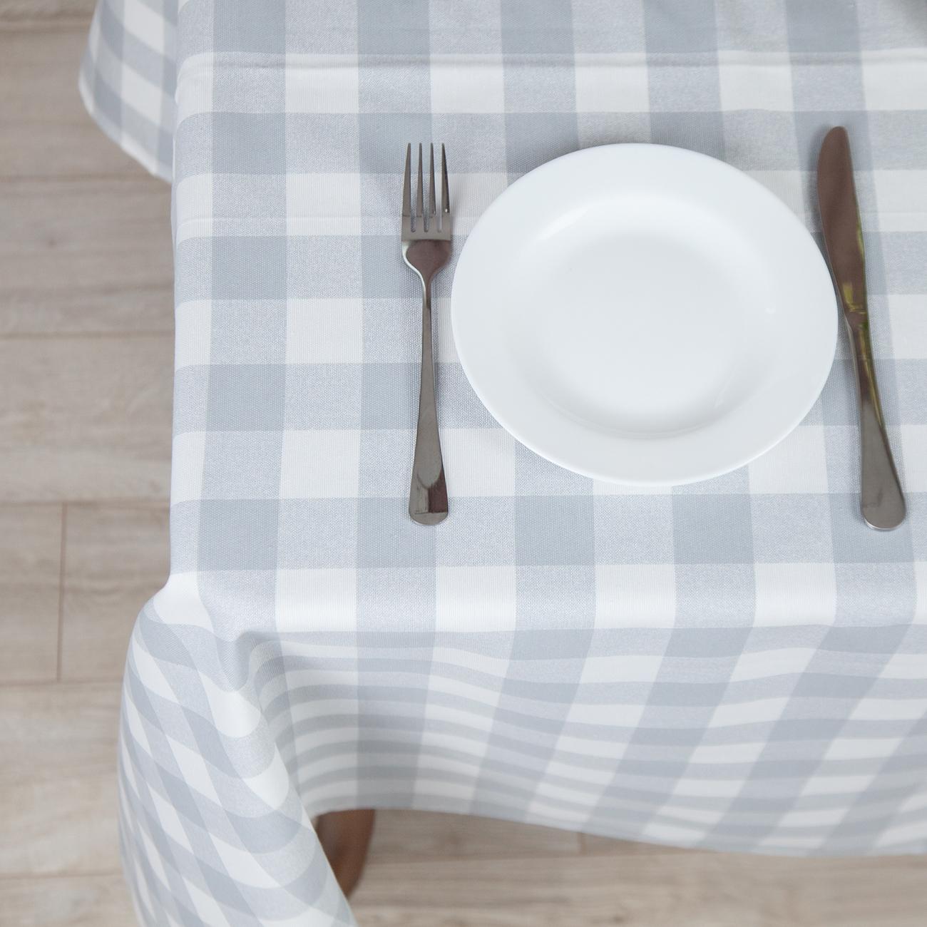 Tablecloth "Panama" water repellent Light Gray Check, 160x200 - Photo 5