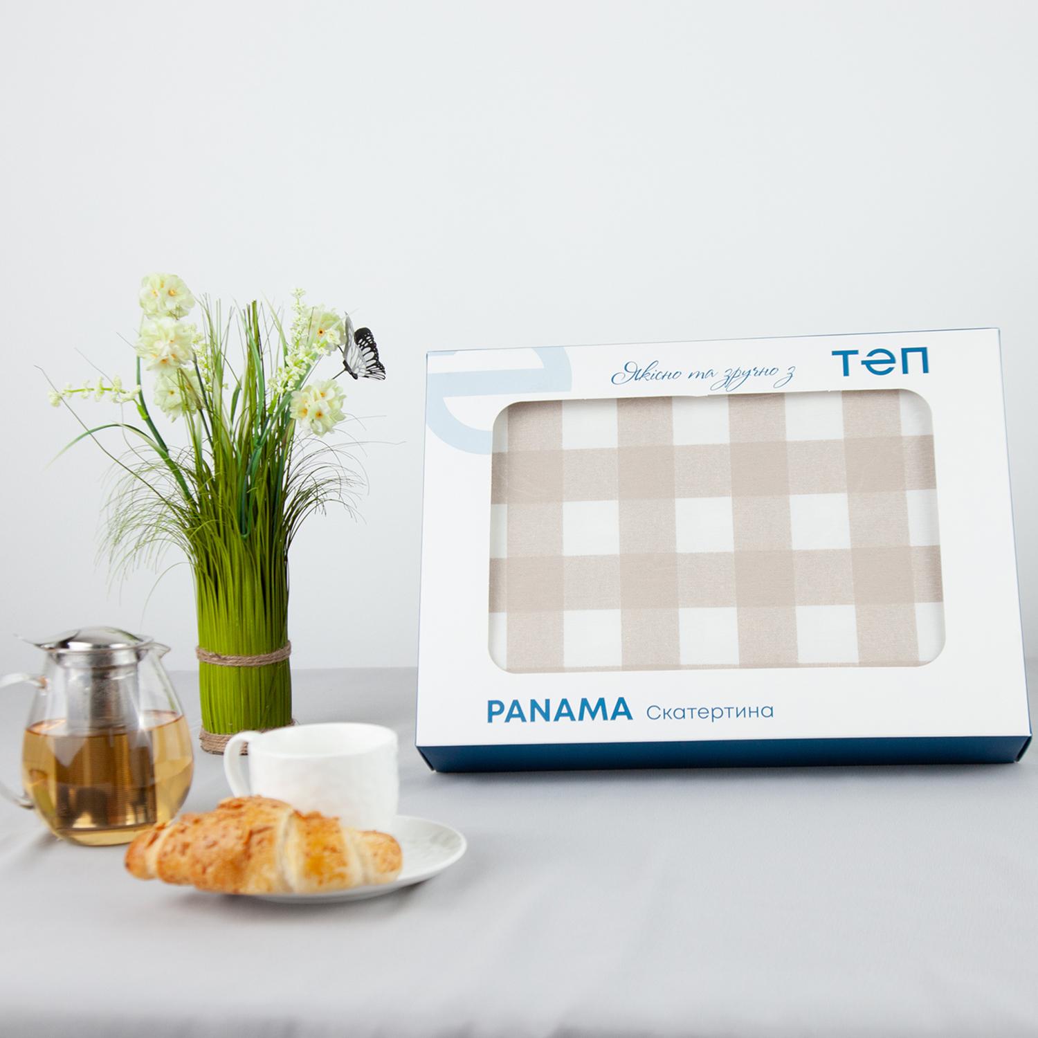 Tablecloth "Panama" water repellent Light Brown Check, 180x220 - Photo 2