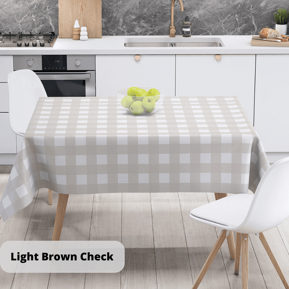 Tablecloth "Panama" water repellent Light Brown Check, 180x220 - Photo 3