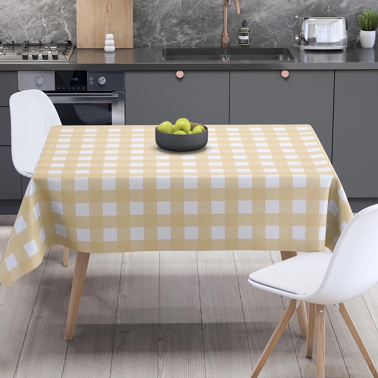 Tablecloth "Panama" water repellent Yellow Check