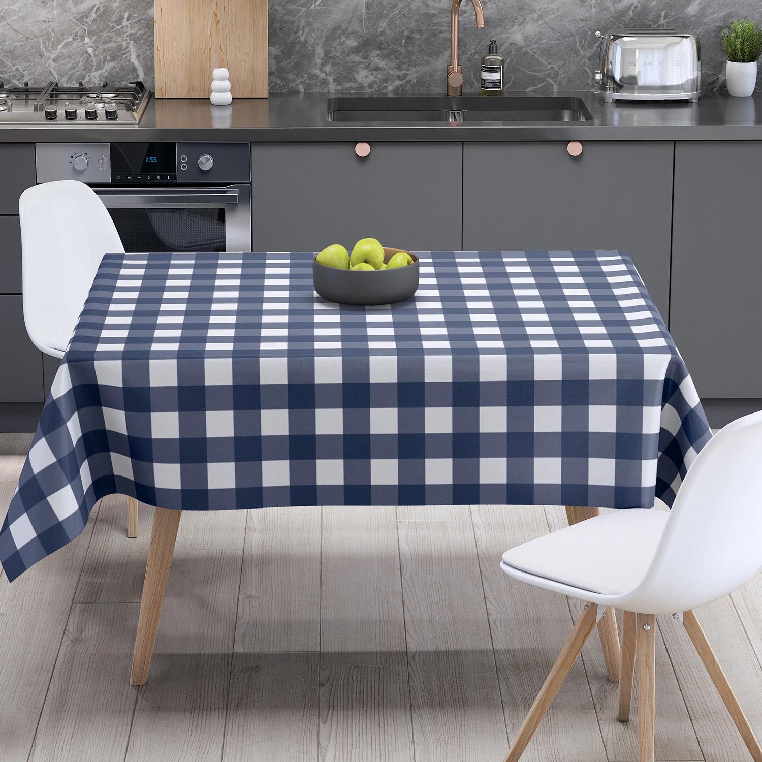 Tablecloth "Panama" water repellent Dark Blue Check