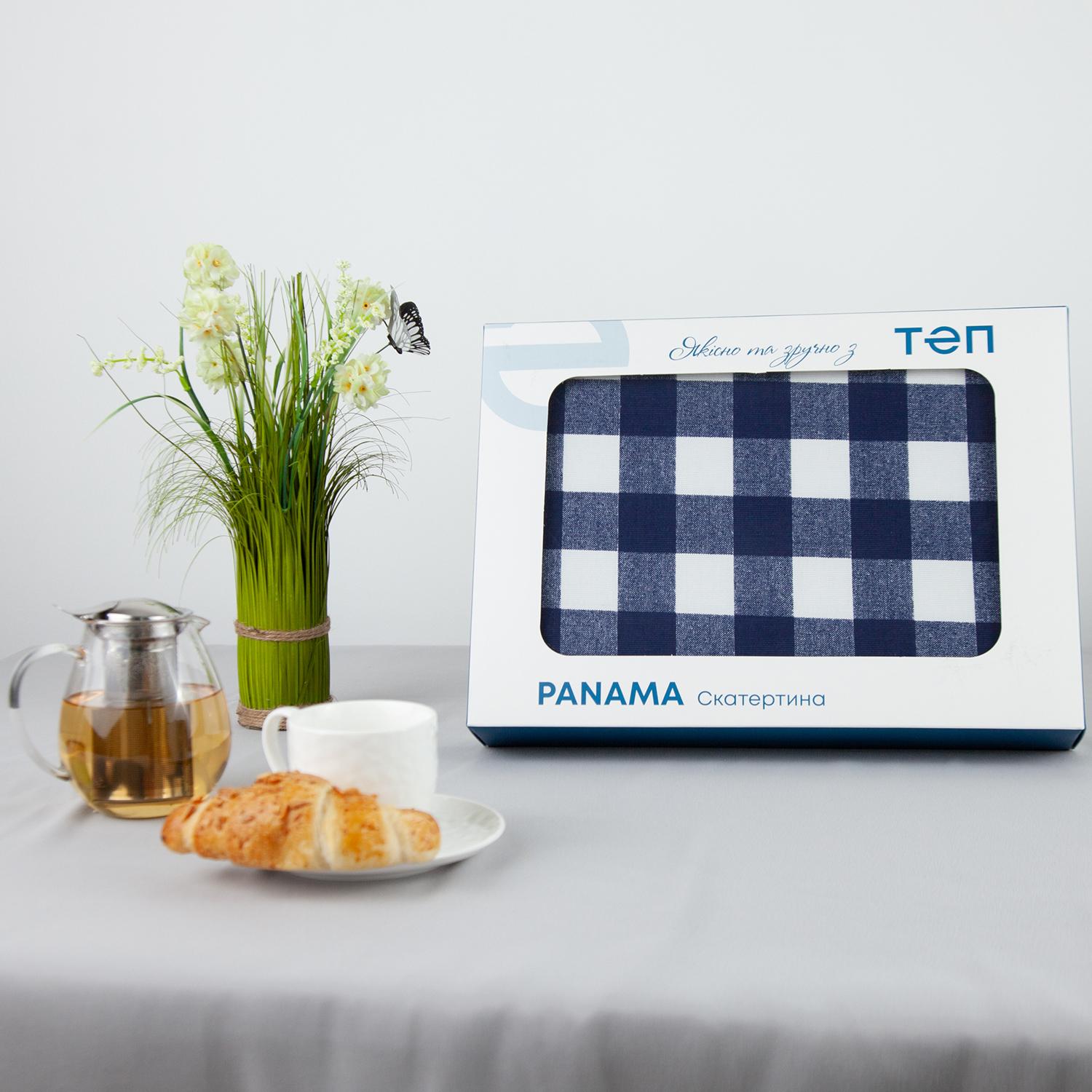 Tablecloth "Panama" water repellent Dark Blue Check, 180x220 - Photo 2