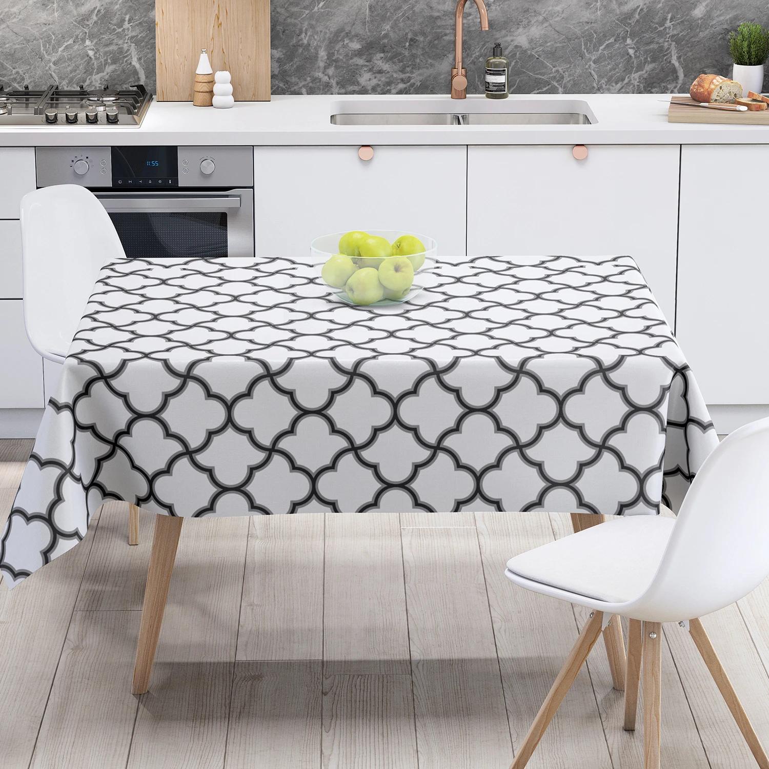 Tablecloth "Panama" water repellent White Puzzle